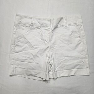 Ann Taylor Classic‎ White Cotton Stretch Chino Shorts Womens Size 4 Mid Rise